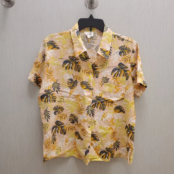 3 Piece Linen Set Matching Pants Tank Collared Shirt NWOT Floral Nicole Miller - Picture 8 of 10